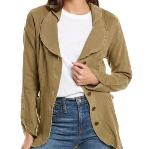 NWT XCVI Stayton Olive raw hem blazer Women’s XS